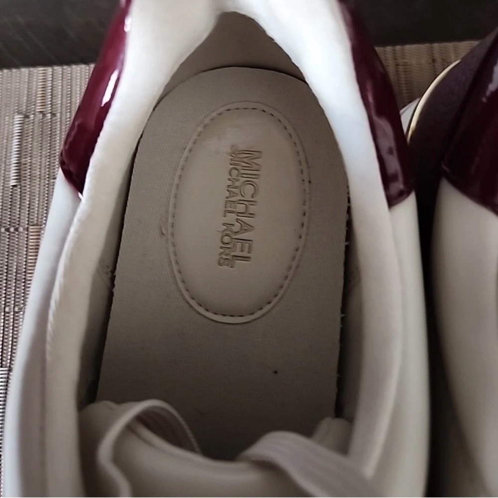 Michael Kors Burgundy & Cream Women's Trainer Sneakers Shoes Size 11 - Picture 5 of 9